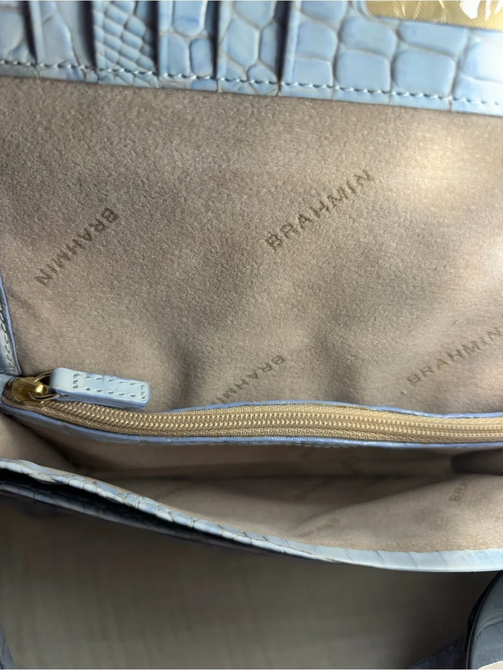 Brahmin Small Crossbody Bag Heavenly Blue Melbourne Croc-Embossed Leather
